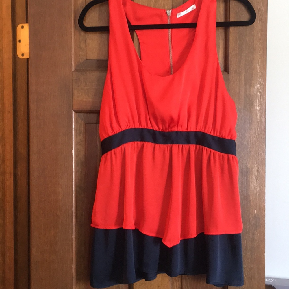 Adorable red and navy tank